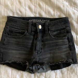 American eagle washed black denim shorts